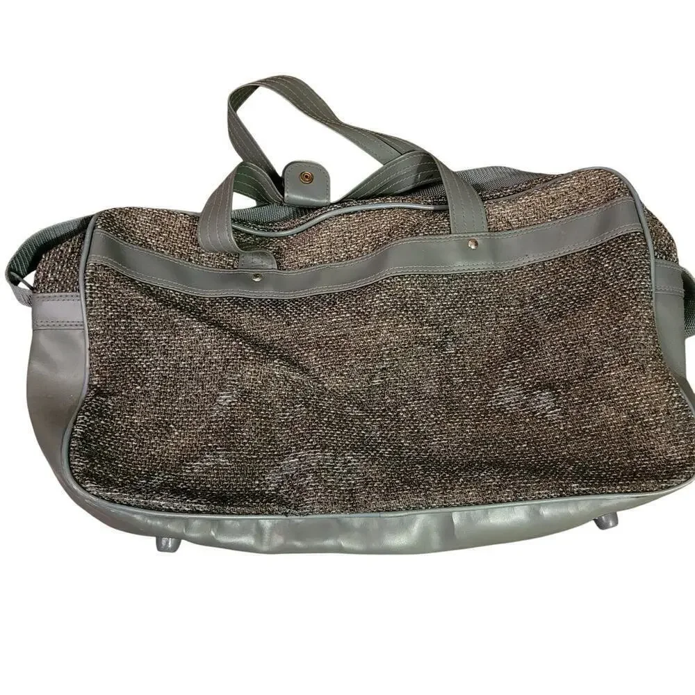 Vintage Oscar De La Renta Luggage Carry On Gray Tweed Tapestry 80s Overnight